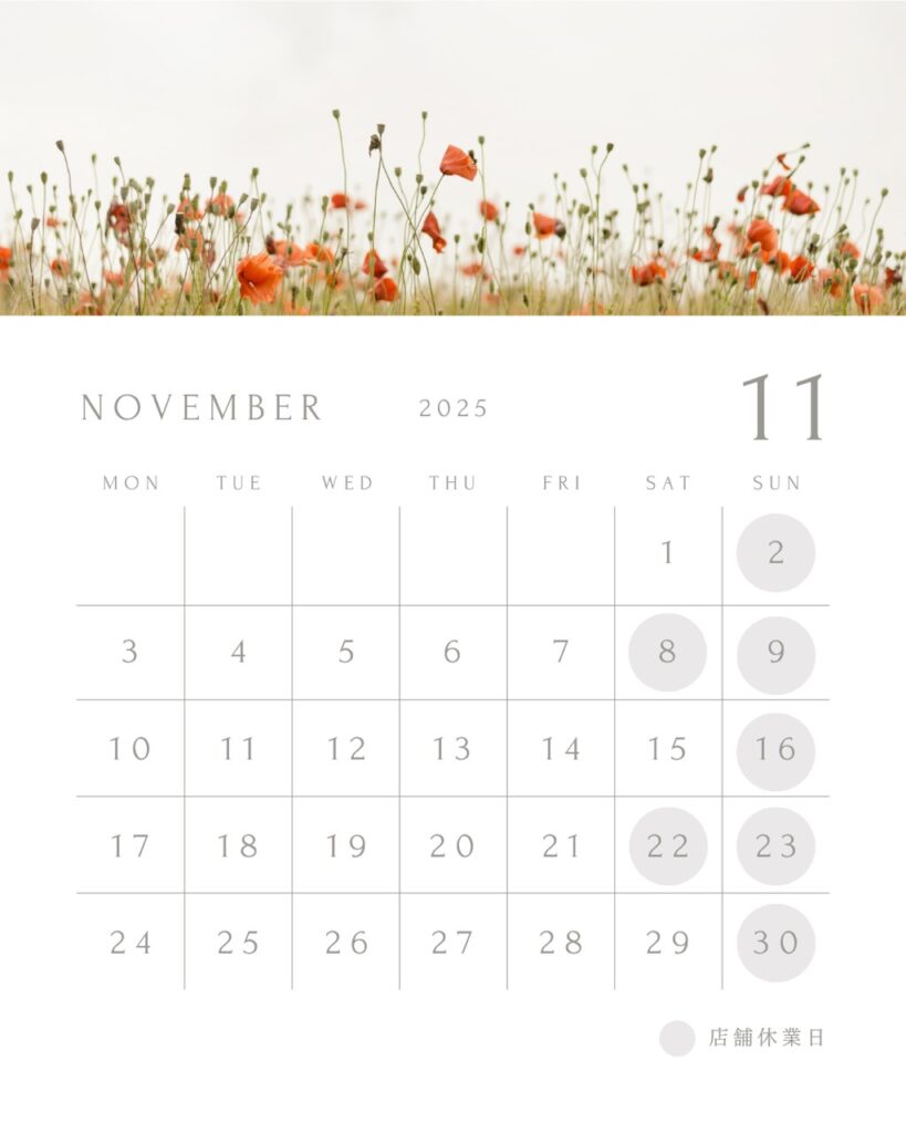 11月の休業日
